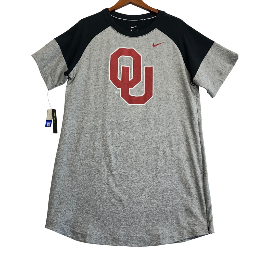 Nike Oklahoma Sooners OU Raglan T-Shirt Mens Large Gray Black Loose Fit NWT